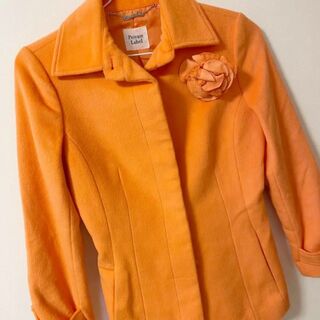 プライベートレーベル(PRIVATE LABEL)のプライベートレーベル オレンジ 黄色 羊毛 アンゴラ コート M レディース(その他)