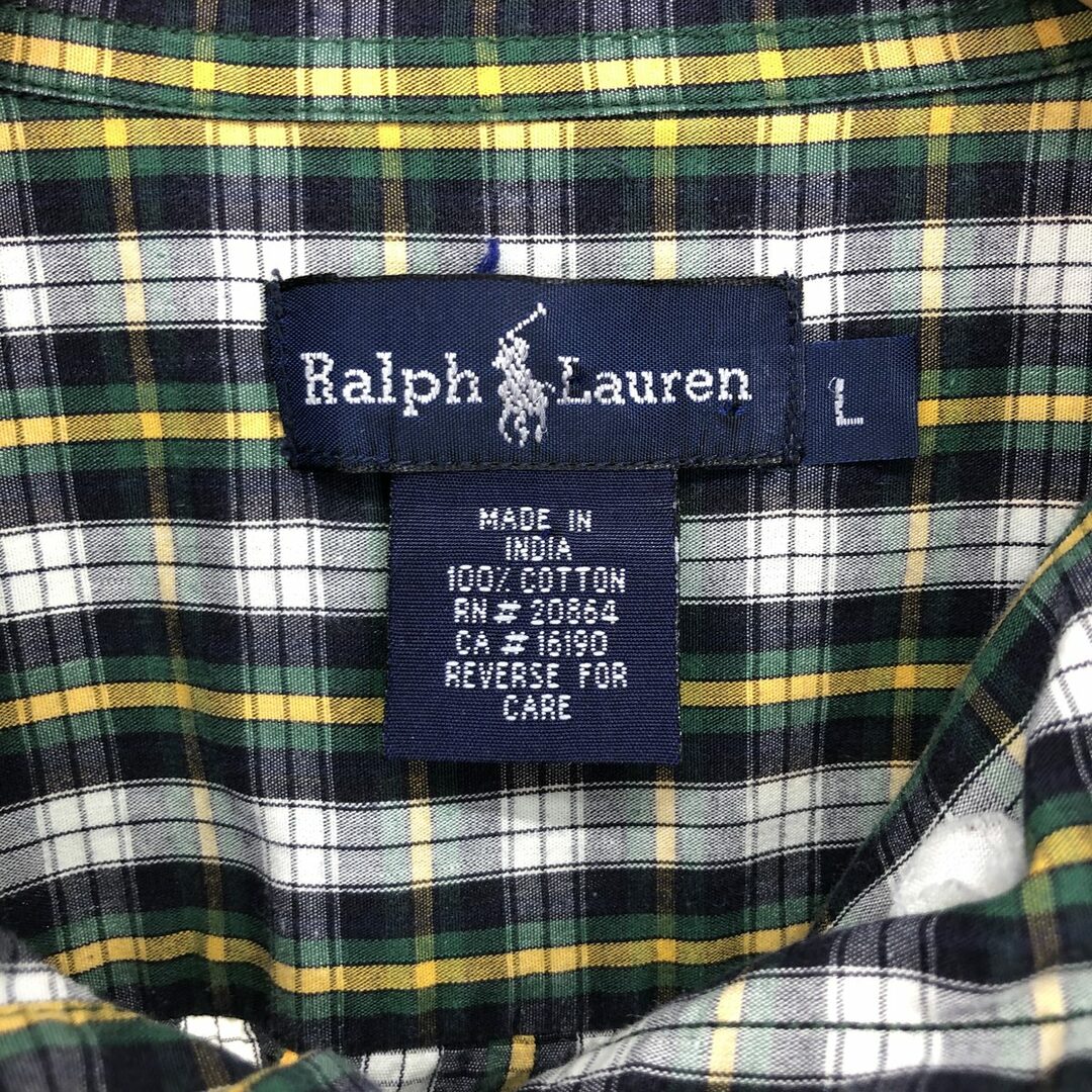 Ralph Lauren(ラルフローレン)の古着 ラルフローレン Ralph Lauren Ralph Lauren 長袖 ボタンダウンチェックシャツ レディースL /eaa414401 レディースのトップス(シャツ/ブラウス(長袖/七分))の商品写真