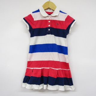 トミーヒルフィガー(TOMMY HILFIGER)のトミーヒルフィガー 半袖ワンピース ポロワンピ ボーダー柄 キッズ 女の子用 3Tサイズ ブルー×ホワイト×レッド TOMMY HILFIGER(ワンピース)