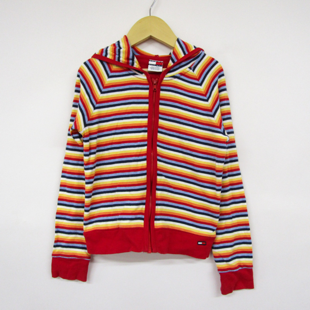 TOMMY HILFIGER(トミーヒルフィガー)のトミーヒルフィガー 長袖パーカー ジップアップ ボーダー柄 キッズ 女の子用 Sサイズ マルチカラー TOMMY HILFIGER キッズ/ベビー/マタニティのキッズ服女の子用(90cm~)(Tシャツ/カットソー)の商品写真