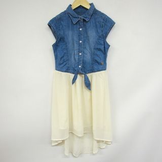 ゲス(GUESS)のゲス 半袖ワンピース デニムシャツ 切り替えデザイン キッズ 女の子用 XL(16)サイズ ブルー×ホワイト Guess(ワンピース)