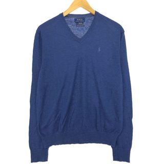 ラルフローレン(Ralph Lauren)の古着 ラルフローレン Ralph Lauren POLO RALPH LAUREN Vネック ウールニットセーター メンズM /eaa412965(ニット/セーター)