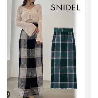 スナイデル(SNIDEL)のSNIDEL ベルティッドロービングチェックタイトスカート(ロングスカート)