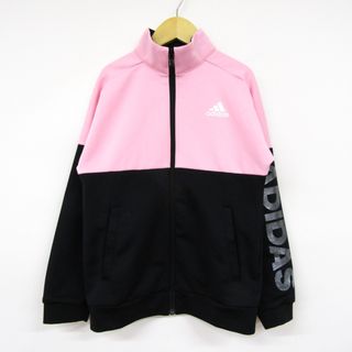 アディダス(adidas)のアディダス 長袖ジャージ ジップアップ バイカラー スポーツウエア キッズ 女の子用 140サイズ ピンク×ブラック adidas(Tシャツ/カットソー)