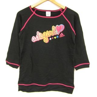 アディダス(adidas)のアディダス 長袖Tシャツ ロゴT ラグラン袖 未使用品 キッズ 女の子用 160サイズ ブラック adidas(Tシャツ/カットソー)