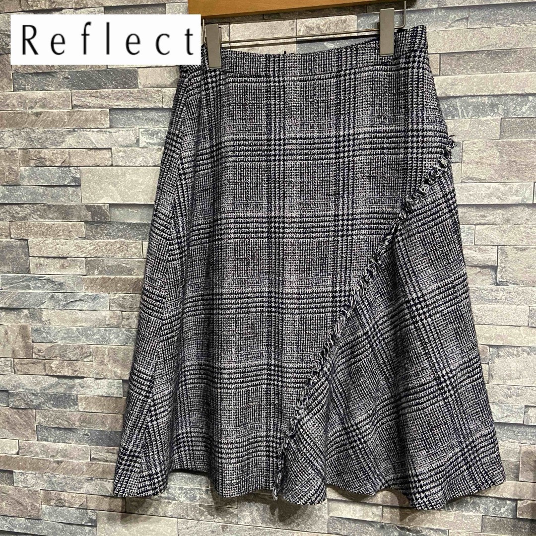 ReFLEcT(リフレクト)のリフレクト/Reflect❤️シルク混　ツイードチェックフレアスカート❤️ レディースのスカート(ひざ丈スカート)の商品写真