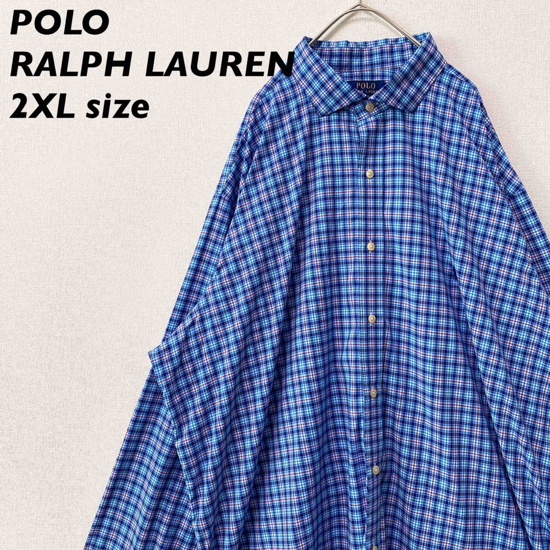 POLO RALPH LAUREN(ポロラルフローレン)のポロラルフローレン　長袖シャツ　チェック　ポニーロゴ　男女兼用　2XLサイズ メンズのトップス(シャツ)の商品写真