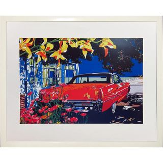 模写】 新品 鈴木英人 アメリカ車 アメ車 現代アート 額装付き 模写】 新品 鈴木英人 アメリカ車 アメ車 現代アート 額装付き