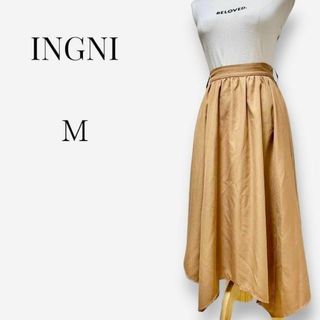 イング(INGNI)の【下半身シルエットカバー◎】INGNI ギャザーロングスカート　M ブラウン(ロングスカート)