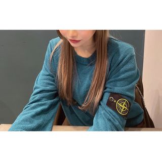 【人気】STONE ISLAND ロゴ 刺繍 ワッペン ニット 希少 L 高級