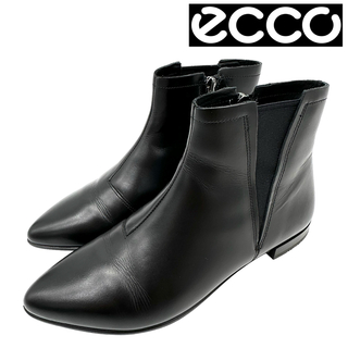 エコー(ECCO)の〈美品〉ecco エコー【22cm】サイドゴア ジップ ショートブーツ 黒(ブーツ)
