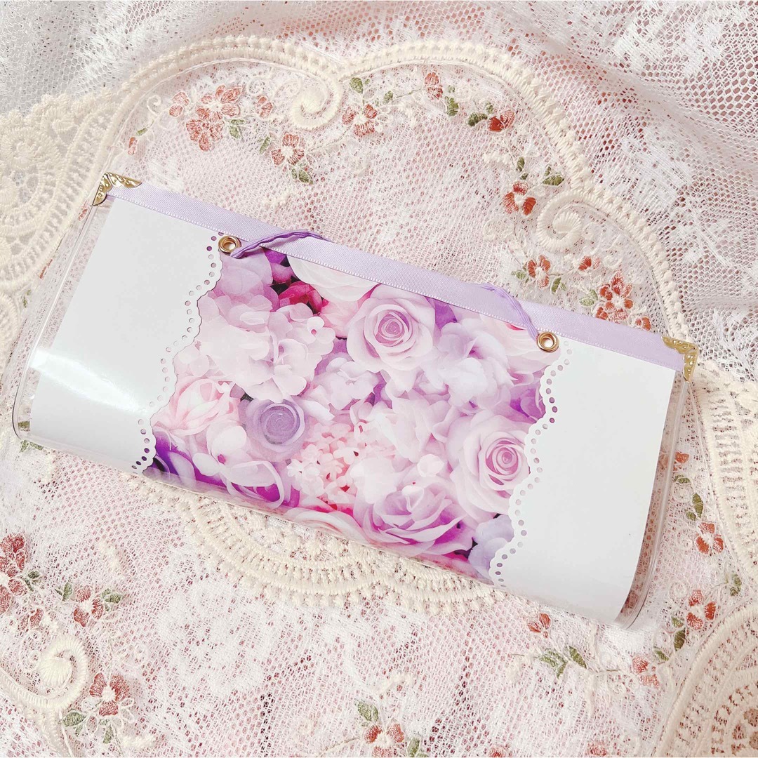 ♡軟質蛇腹ファイル♡　パープル 紫 薔薇 マステケース おすそ分けファイル ハンドメイドの文具/ステーショナリー(その他)の商品写真