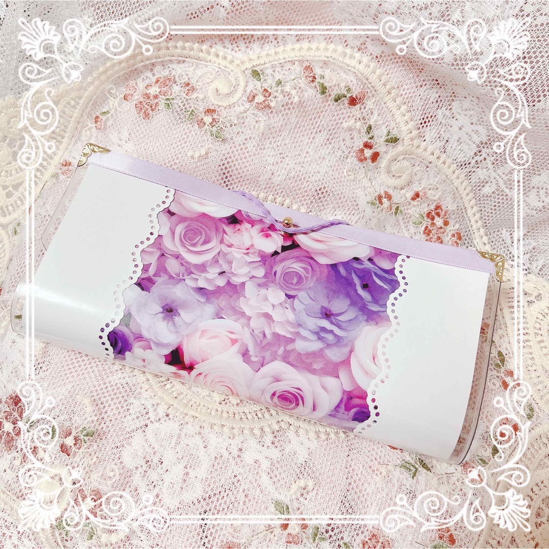 ♡軟質蛇腹ファイル♡　パープル 紫 薔薇 マステケース おすそ分けファイル ハンドメイドの文具/ステーショナリー(その他)の商品写真