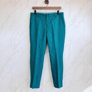 UNITED ARROWS ユナイテッドアローズ パンツ ズボン ボトムス グリーン 緑 34(XS) ロング フルレングス ストレート ハイウエスト レーヨン リネン 麻 コットン 綿 21春夏 【レディース】【RL003】