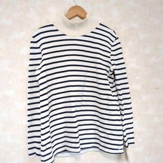 プチバトー(PETIT BATEAU)の【XS】プチバトー　ロングTシャツ　ハイネック　トレーナー　ボーダー(カットソー(長袖/七分))