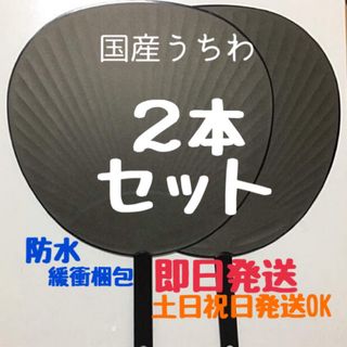 国産 ジャンボうちわ 黒 (艶なし) 無地 2本セット(その他)