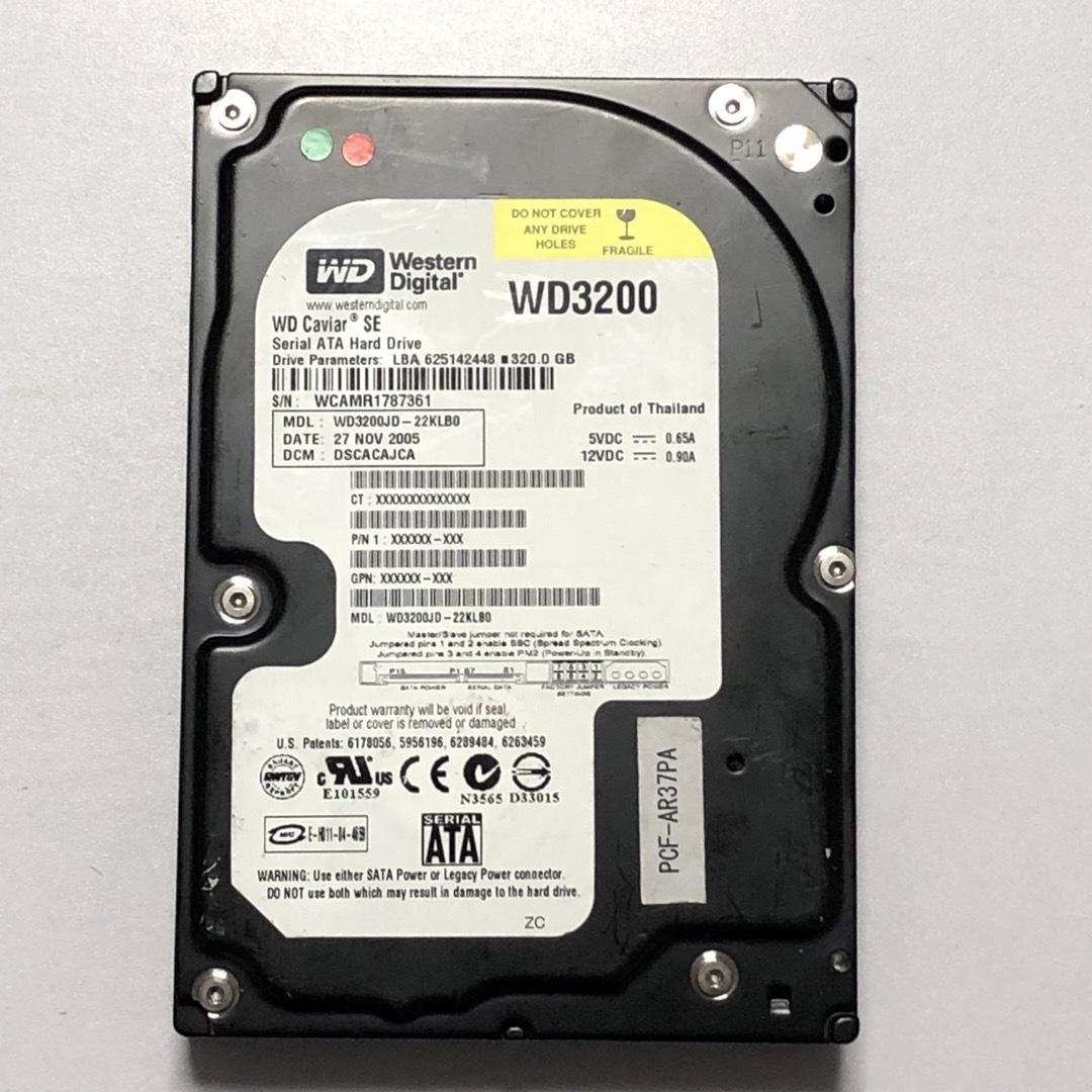 320GB 内蔵型HDD 2.5インチ 7mm厚 虚し CrystalDiskInfo正常判定 320GB 内蔵型HDD 2.5インチ 7mm厚 虚し CrystalDiskInfo正常判定