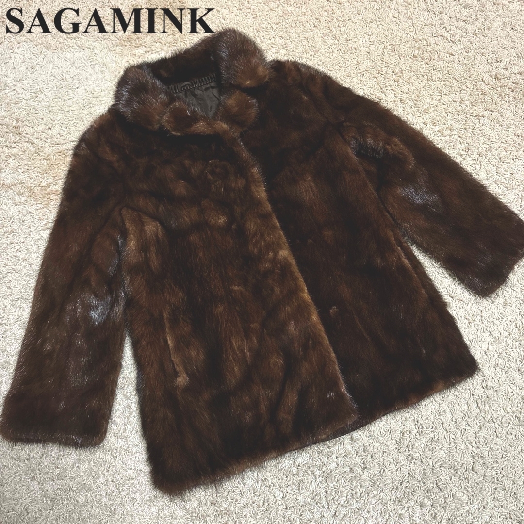 極美品】サガミンク SAGAMINK 毛皮コート ファー 銀タグ ブラウンの