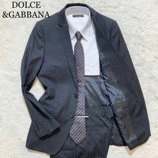 DOLCE&GABBANA - 【極美品】ドルチェアンドガッバーナ スーツ ブラック 黒 ストライプ 44 S