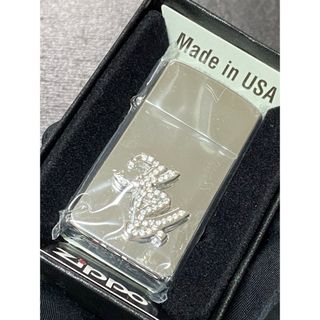 zippo シルバーメタル スワロフスキー 限定品 立体メタル 2004年製(タバコグッズ)