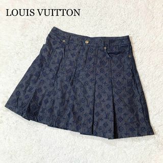 ルイヴィトン(LOUIS VUITTON)の【極美品☆廃盤】ルイヴィトン モノグラム デニムスカート フレア フリンジ 38(ひざ丈スカート)