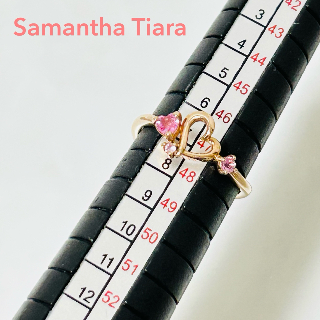 Samantha Tiara(サマンサティアラ)の美品　サマンサティアラ　K10 ピンクサファイア　ハート　リング　7号 レディースのアクセサリー(リング(指輪))の商品写真