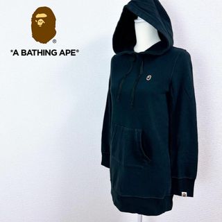 アベイシングエイプ(A BATHING APE)のA Bathing Ape ロゴワッペン ロングパーカー プルオーバー ブラック(パーカー)