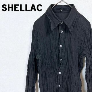 シェラック(SHELLAC)のSHELLAC シェラック しわ加工 長袖シャツ ブラック 銀糸 日本製 46(シャツ)