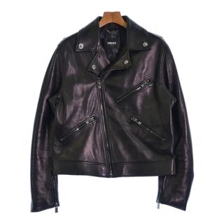 ヴェルサーチ(VERSACE)のVERSACE ヴェルサーチ ライダース 50(XL位) 黒 【古着】【中古】(ライダースジャケット)