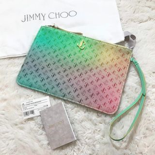 ジミーチュウ(JIMMY CHOO)の【未使用級☆専用袋付】ジミーチュウ クラッチバッグ ポーチ レインボー JCロゴ(その他)