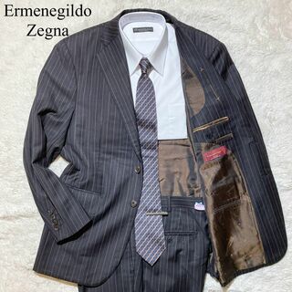Ermenegildo Zegna - 【極美品】エルメネジルドゼニア スーツ ブラック ストライプ オーダーメイド L