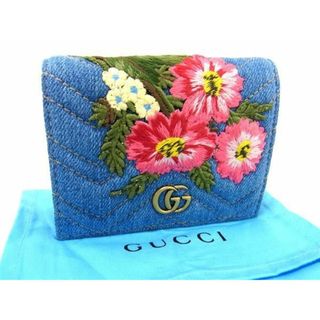 グッチ(Gucci)の■新品同様■ GUCCI グッチ 466492 GGマーモント キャンバス 二つ折り 財布 ウォレット ブルー系 AW1264 (長財布)