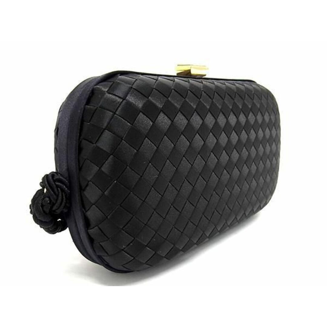 ■希少■新品同様■ BOTTEGA VENETA ボッテガヴェネタ イントレチャート サテン クラッチバッグ パーティーバッグ ブラック系 AW1263