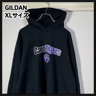 ギルタン(GILDAN)の【ギルダン】パーカー　カレッジロゴ　ブラックパープル　アニマル　タイガー65(パーカー)