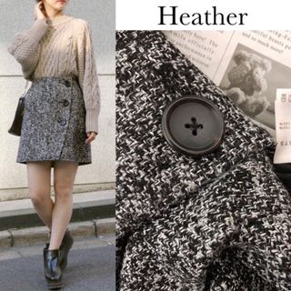 ヘザー(heather)のヘザー ツイード レトロ ボタン スカート スカパン(ミニスカート)