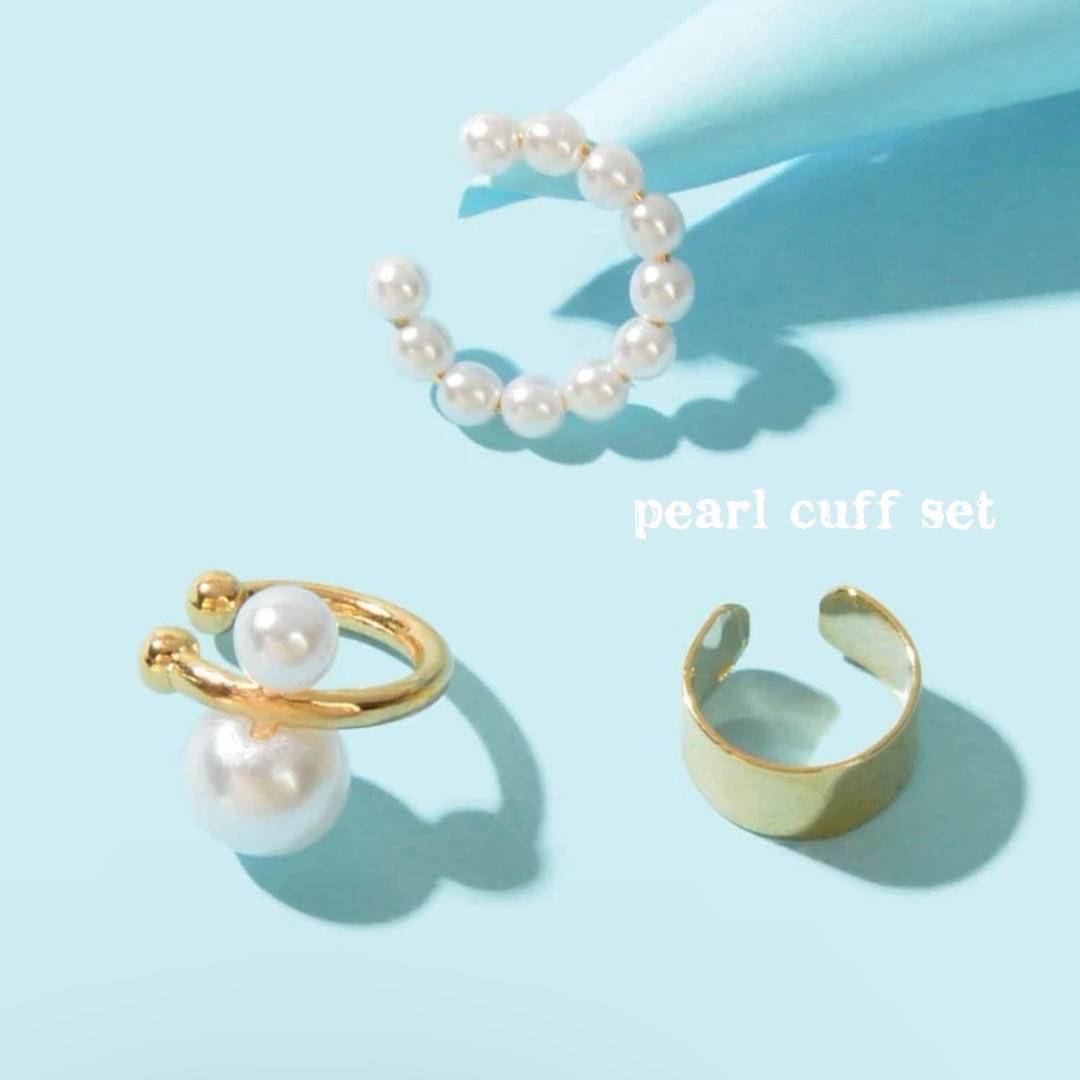 3piece fake pearl cuff レディースのアクセサリー(イヤーカフ)の商品写真