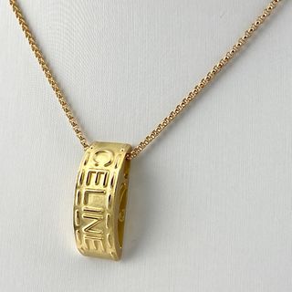 セリーヌ CELINE ルビー/0.02ct ロゴ ネックレス K18YGトップ留め具重量