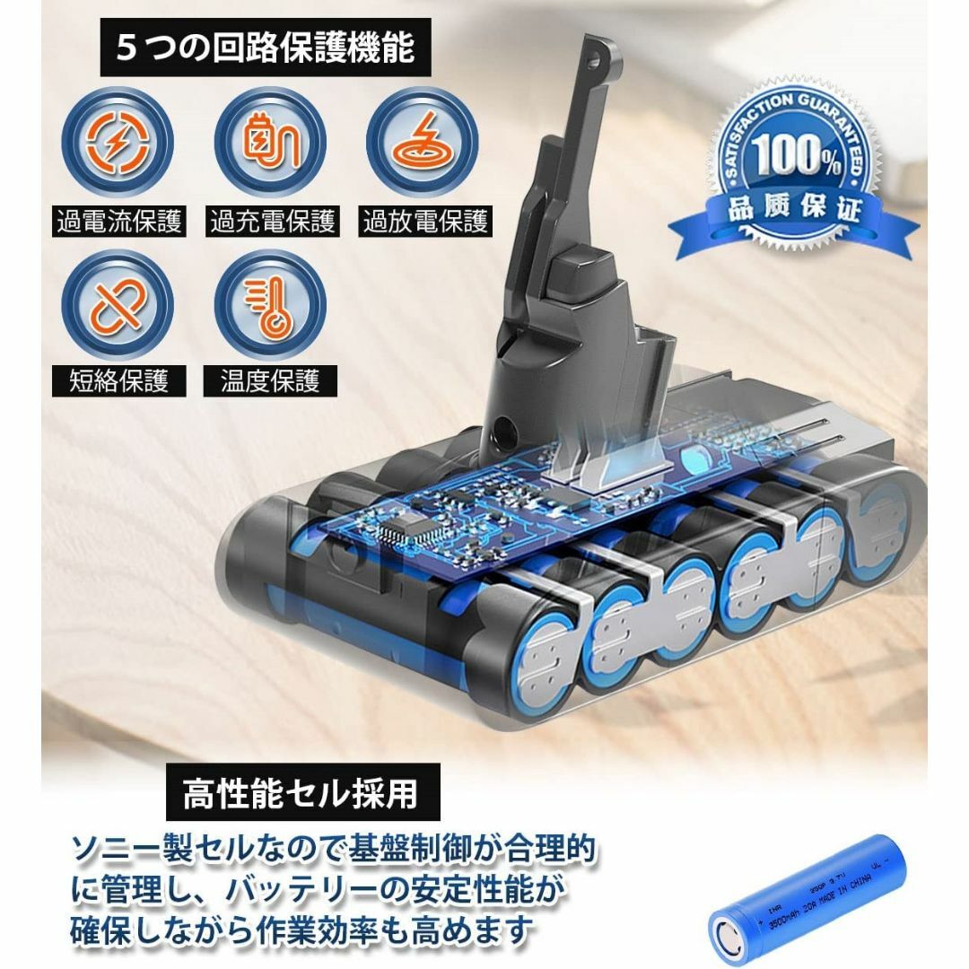 ダイソン V8 SV10 互換 前期 後期 対応 3000mAh 21.6Ⅴ A スマホ/家電/カメラの生活家電(掃除機)の商品写真