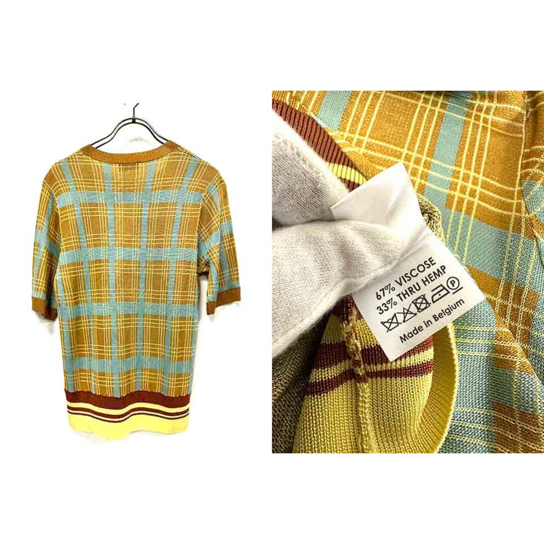 DRIES VAN NOTEN(ドリスヴァンノッテン)の【中古】DRIES VAN NOTEN ドリスヴァンノッテン トップス レディース 半袖ニット チェック サイズS レディースのトップス(ニット/セーター)の商品写真