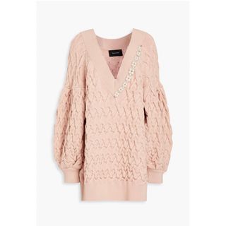 385cm総丈美品 FOXEY フォクシー Ruffle Collar Knit Top (36565) ニット ホワイト系 ウール100％ レディース AY3016A49