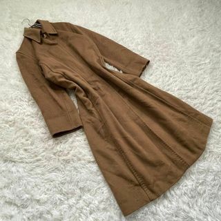 マックスマーラ(Max Mara)のMax Mara (42) 大きいサイズ カシミヤ 総柄 ロングコート ブラウン(ロングコート)