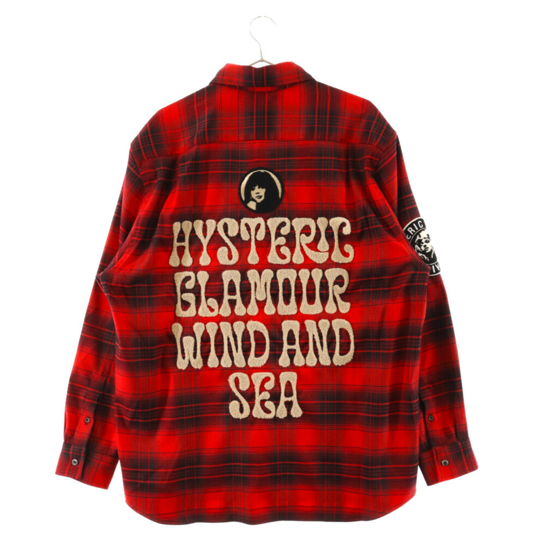 HYSTERIC GLAMOUR ヒステリックグラマー ×WIND AND SEA CHECK SHIRT ウィンダンシー ロゴ刺繍 チェック  長袖シャツ レッド WDS-C-HYS-24-Q2-05 | フリマアプリ ラクマ