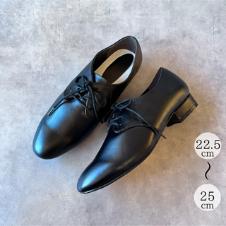 【新品】レースアップシューズ22.5cm黒ブラック(ローファー/革靴)