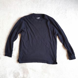 ジーユー(GU)のUSED　ジーユー／コットンクルーネックT　メンズXL　長袖　リブ付き　濃紺(Tシャツ/カットソー(七分/長袖))