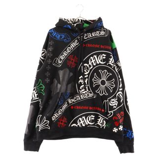 CHROME HEARTS クロムハーツ SWTSHRT PLVR フローラルクロスアームプリントスウェットプルオーバーフーディ バックホースシュープリントスウェットプルオーバーパーカー ブラック