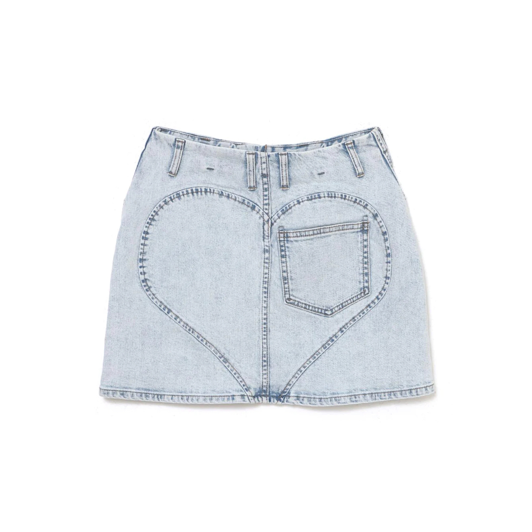 Bubbles(バブルス)の本日限定　Heart hip denim skirt レディースのパンツ(デニム/ジーンズ)の商品写真