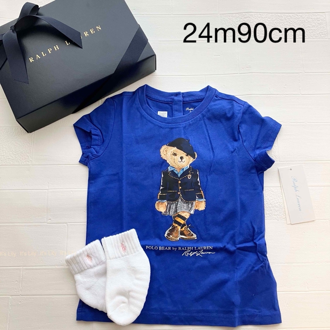 Ralph Lauren(ラルフローレン)の24m90cm   ラルフローレン　ベア　半袖　青 キッズ/ベビー/マタニティのキッズ服女の子用(90cm~)(Tシャツ/カットソー)の商品写真