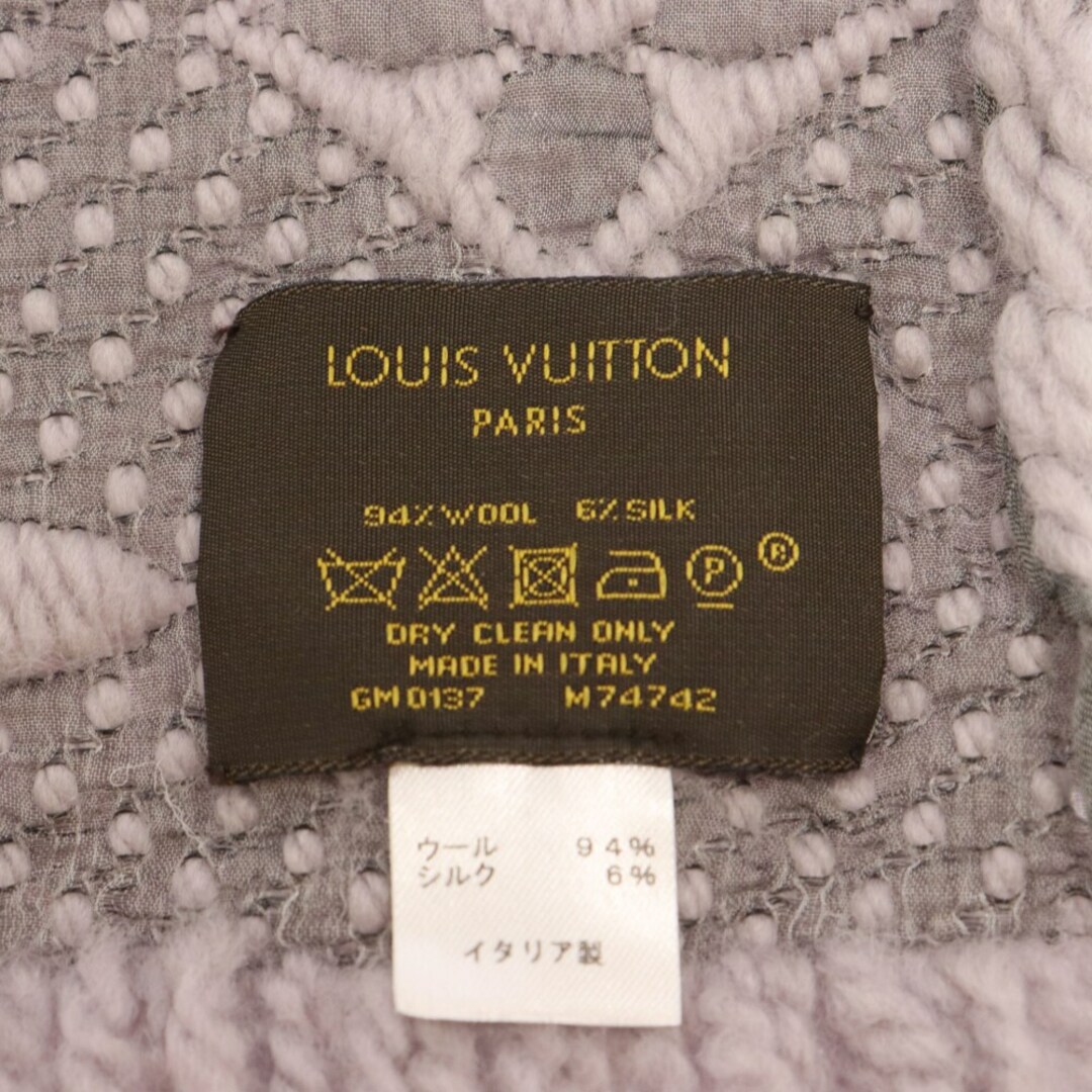 LOUIS VUITTON(ルイヴィトン)のLOUIS VUITTON ルイヴィトン エシャルプ ロゴマニア シルク混 ウールマフラー M74742 GM0137 グレー メンズのファッション小物(マフラー)の商品写真