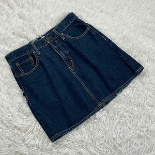 マウジー(moussy)のMOUSSY (1) コットン デニム フレア ミニスカート ネイビー 無地(ミニスカート)