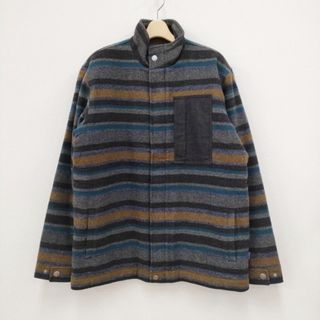 パタゴニア(patagonia)のpatagonia フェルテッドジャケット 27450FA13 ボーダー サイズL スタンドカラー ジャケット グレー ブルー ブラウン メンズ パタゴニア【中古】4-0111T◎(その他)